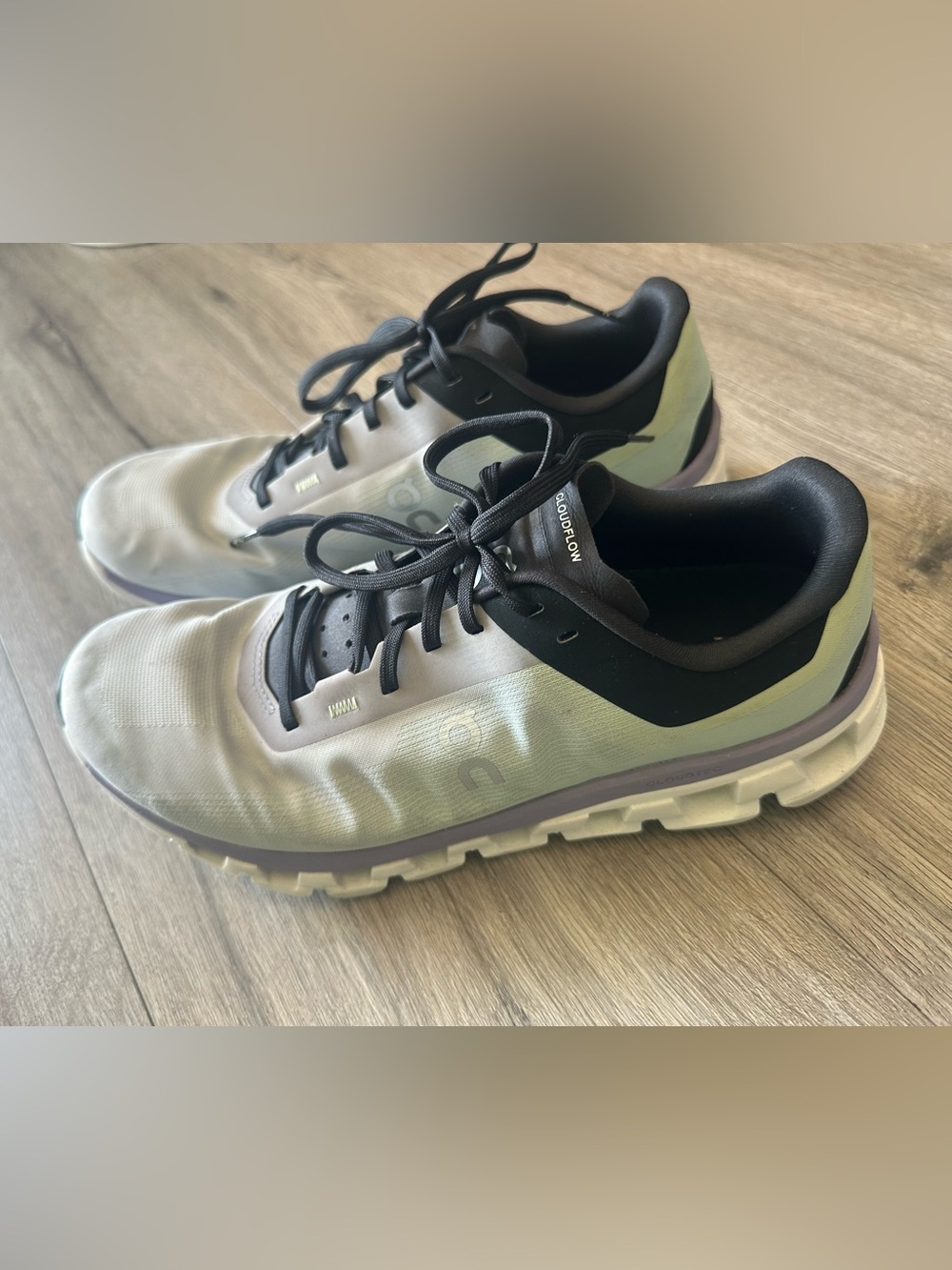 On Running Mint and Purple Running Shoes